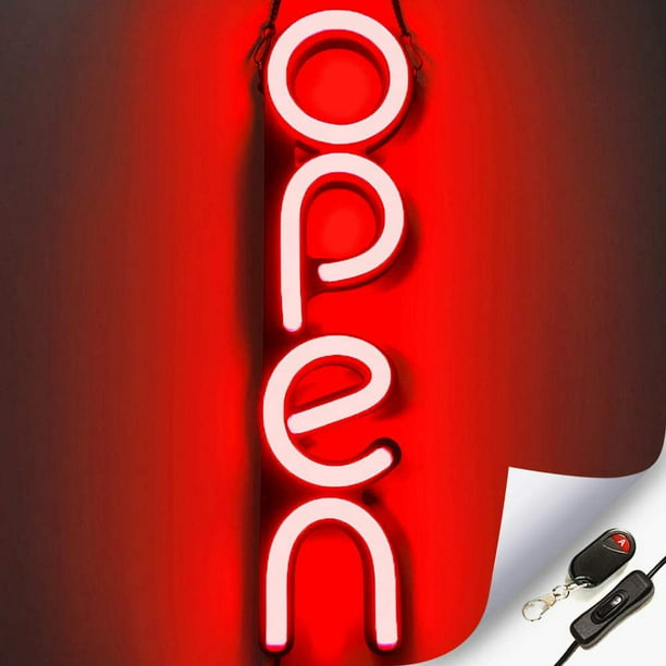Bright LED Open Sign with ON & Off Switch Lightweight & Energy Efficient Blue Vertical LED Neon Open Sign for Business 